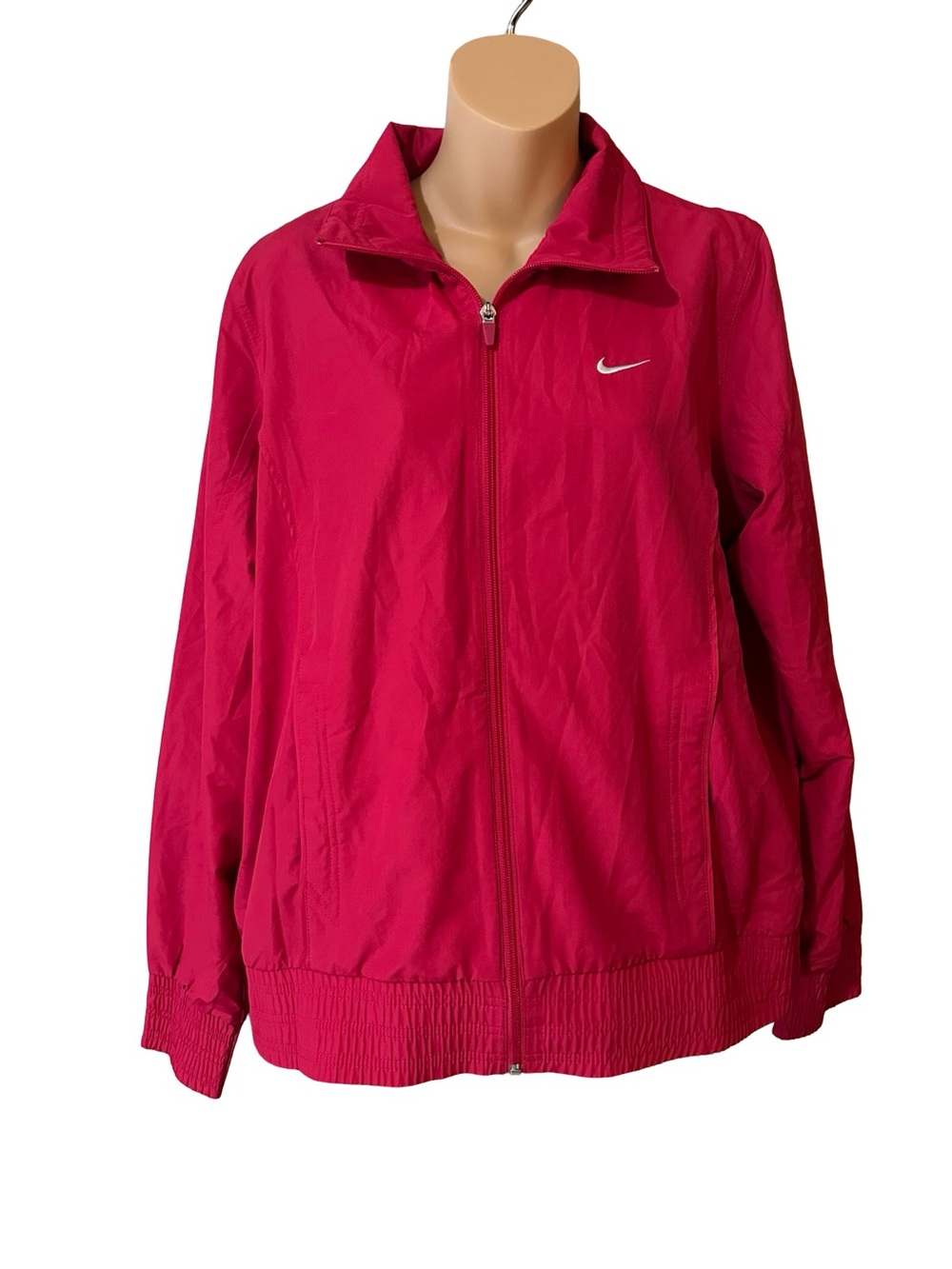 Nike Women’s Red Full-Zip Windbreaker Jacket Athletic Collared Lightweight XL